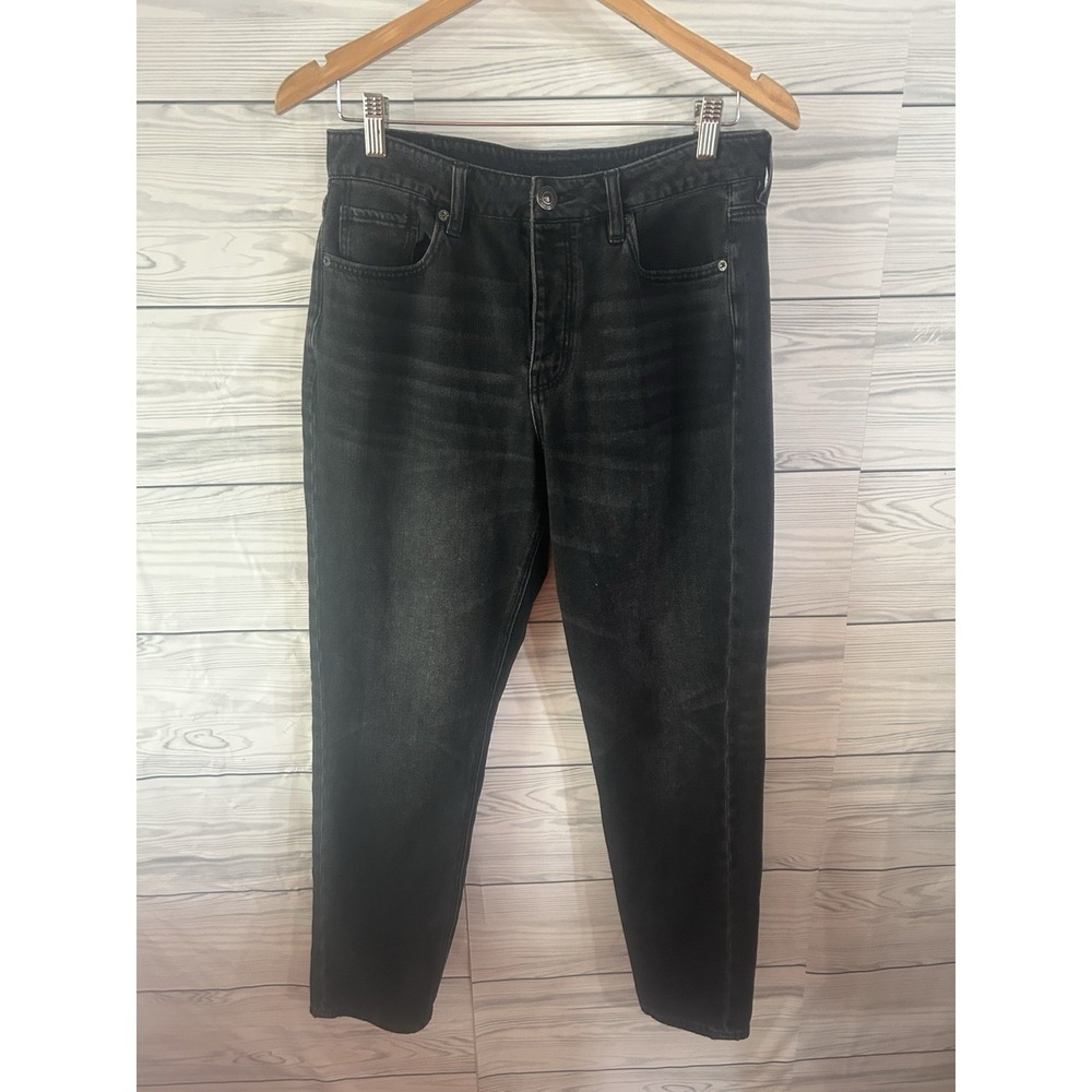 American Eagle Hi Rise Tomgirl Jeans size 8 Black 30 x 29 Button fly 379